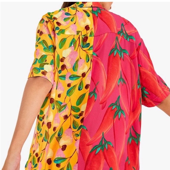 Farm Rio | Women’s Garden Mix Body Shirt flowy loose short sleeve button down S - Picture 2 of 10